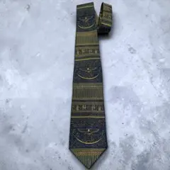 BYZAN ネクタイ エジプト柄 総柄 古代文明 ヒエログリフ シルク100%