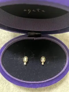 agete k10 オパール ダイヤモンド ピアス