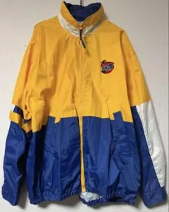 90s Rivers End ナイロンジャケット L相当 イエロー×ブルー 刺繍