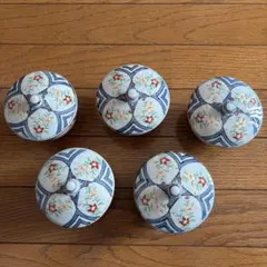 花柄湯飲み 5個セット　蓋つき