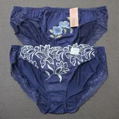 【aimerfeel】刺繍入り ネイビーショーツ Lサイズ
