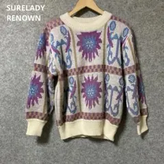 ✨SURELADY RENOWN 幾何学模様 ニットセーター 長袖のサムネイル