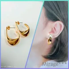 [281]ツイストフープ×ゴールド★チタンピアス