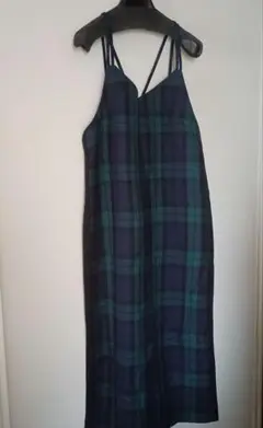 グレースコンチネンタル　チェック柄キャミワンピース ネイビー グリーン