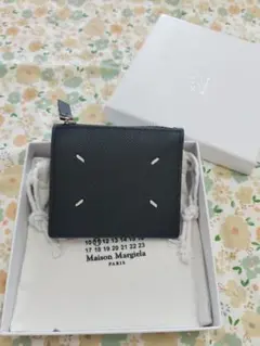 ❥ブラックレザーメゾンマルジェラ　折り財布☆箱付き