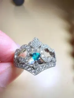 【鑑別完備！売り切りセール】パライバトルマリン プラチナ ダイヤモンドリング