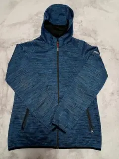 フード付き青系マーブルパーカー