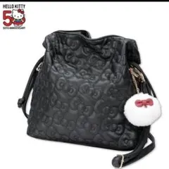 新品　ハローキティ キルトショルダーバッグ　ぽんぽん　しまむら　黒