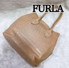 FURLA ベージュ クロコダイル風 バッグ
