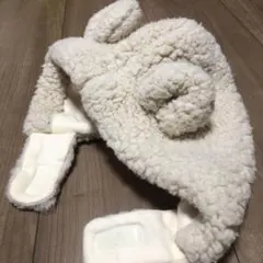 動物耳付きフリースニット帽子