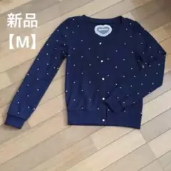 新品 ネイビー M カーディガン パール装飾　レディース　長袖　紺　羽織