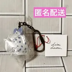 リサラーソン　ねずみ　キーホルダー　水色　水玉　Lisa Larson