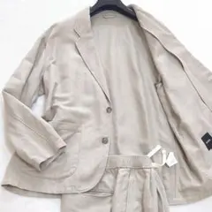 ビームス M リネンコットン ストレッチ スーツ セットアップ ベージュ