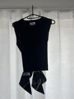 Julia Boutique バックリボン リブニット トップス ブラックのサムネイル