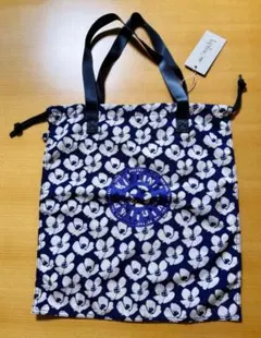 【未使用】キプリング かわいい花柄ネイビー トートバッグ