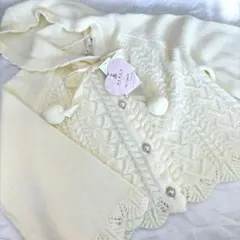 しまむら 青木美沙子 コラボ m♡petit フード付きカーディガン 白