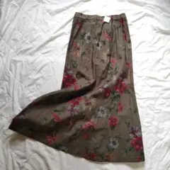 新品 マーメイドスカート ロングスカート スカート 花柄 フラワー カーキ
