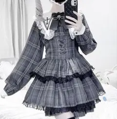 【MA*RS】クロス刺繍３段フリルセットアップ - グレー size-F