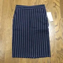 新品　スカート　タイトスカート　ストライプ　紺　ネイビー