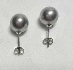 B711 真珠 ピアス　イヤリング　貝パール グレー　アクセサリー　s925 銀