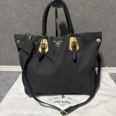 PRADA プラダ トートバッグ 2way レザー ナイロン 白タグ　黒