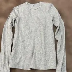 ユニクログレー 長袖Tシャツ リブ編み クルーネック