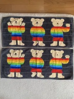 【新品未使用品】タグなし　レインボー ベア　フェイスタオル２枚組　ETOILE