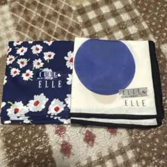 ELLE ハンカチ 2枚セット 花柄・抽象模様