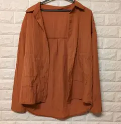長袖 シャツ ブラウス オレンジ　XL レディースのサムネイル