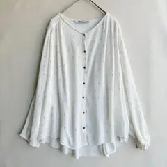 美品　ZARA ザラ　レディース　レーヨン　長袖シャツ　ホワイト　L 春夏