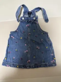 GAP 花柄刺繍 デニムジャンバースカート 12-18ヶ月