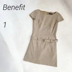 Benefit ベルト付き ツイードワンピース　半袖　ウール混　日本製のサムネイル
