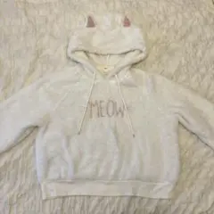 FOREVER 21 MEOW 猫耳 ボアパーカー ホワイト Lのサムネイル