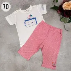 familiarファミリア　半袖Tシャツ　プール　& チェック柄　ハーフパンツ