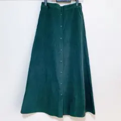 E hyphen world galleryダークグリーン フレアロングスカート