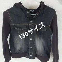 フード付きダークデニムジャケット