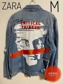 【美品】ZARA ペイント加工 デニムジャケットM