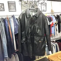 ♯38 古着 レザージャケット カーコート カバーオール 裏地総柄 常田 90s