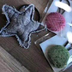 星型布製・ツイードヘアゴム 3個セット