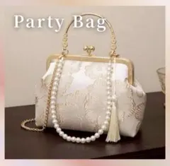 パーティバッグ 花柄 和装 洋装 刺繍 花柄 ベージュ 着物 パール 結婚式