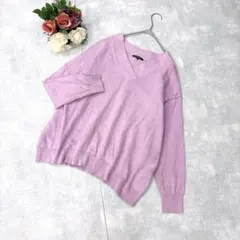 美品✨23区（38）春色ピンク 洗える 綿100%ニット Vネック オンワード