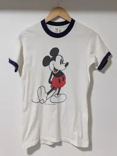 70年代 ディズニー ミッキーマウス リンガー Tシャツ アメリカ製 白×紺 S