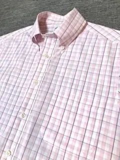 ブルックスブラザーズ　ピンク チェック 半袖シャツ ボタンダウン