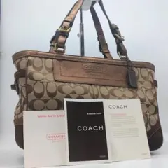 美品☆COACH トートバッグ ハンドバッグ キャンバス スエード 8k49
