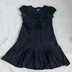 バーバリーブルーレーベル ワンピース シャドー ノバチェック 36 黒 フレア