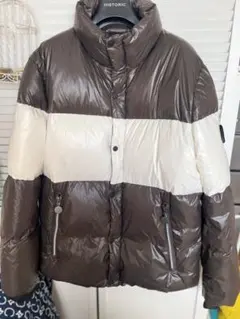 G-STAGE ボーダーダウンジャケット ブラウン・ホワイト