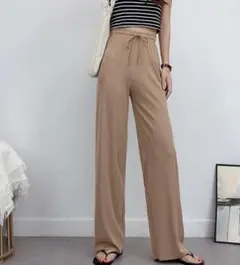 ストレートパンツ レディース ベージュ M イージーパンツ