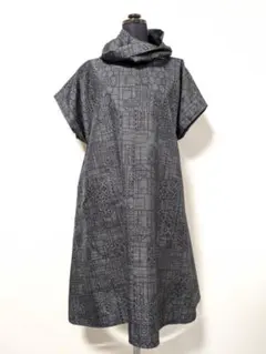 7マルキ【大島紬】LL~3L チュニック ・ワンピース　着物リメイク　2123
