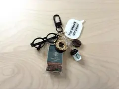 じゃらじゃらキーホルダー ドーナツ 黒メガネ コーヒー