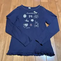 mezzo piano 長袖Tシャツ 150 紺 リボン フリル メゾピアノ